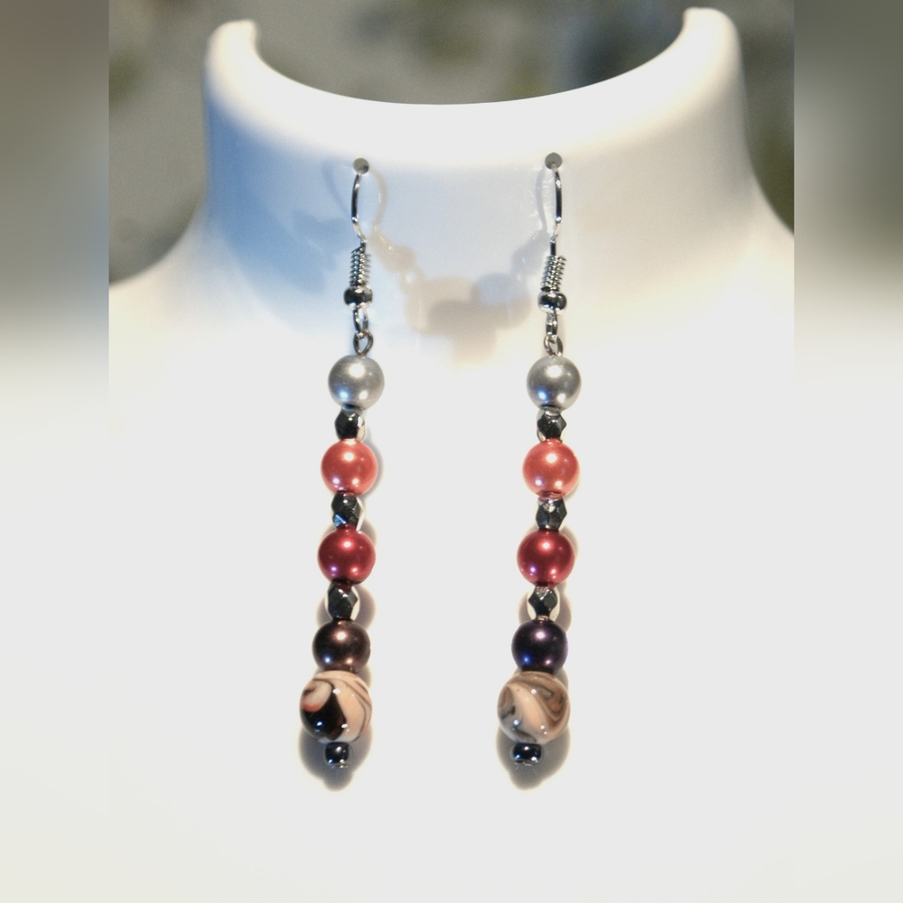 Brown and orange tone dangle earrings ED-8-003